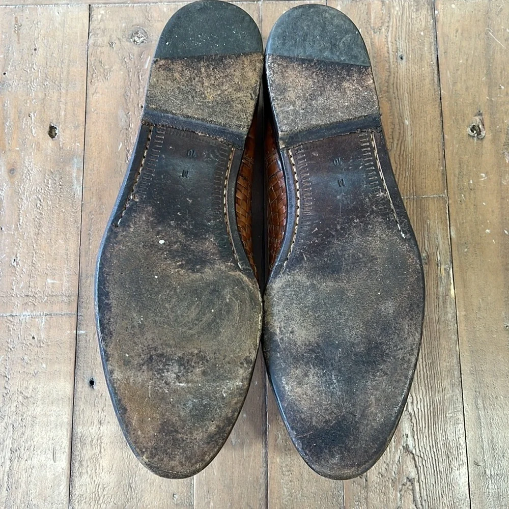 Cole Haan bergamo vintage Brown Leather Woven Men's Shoes